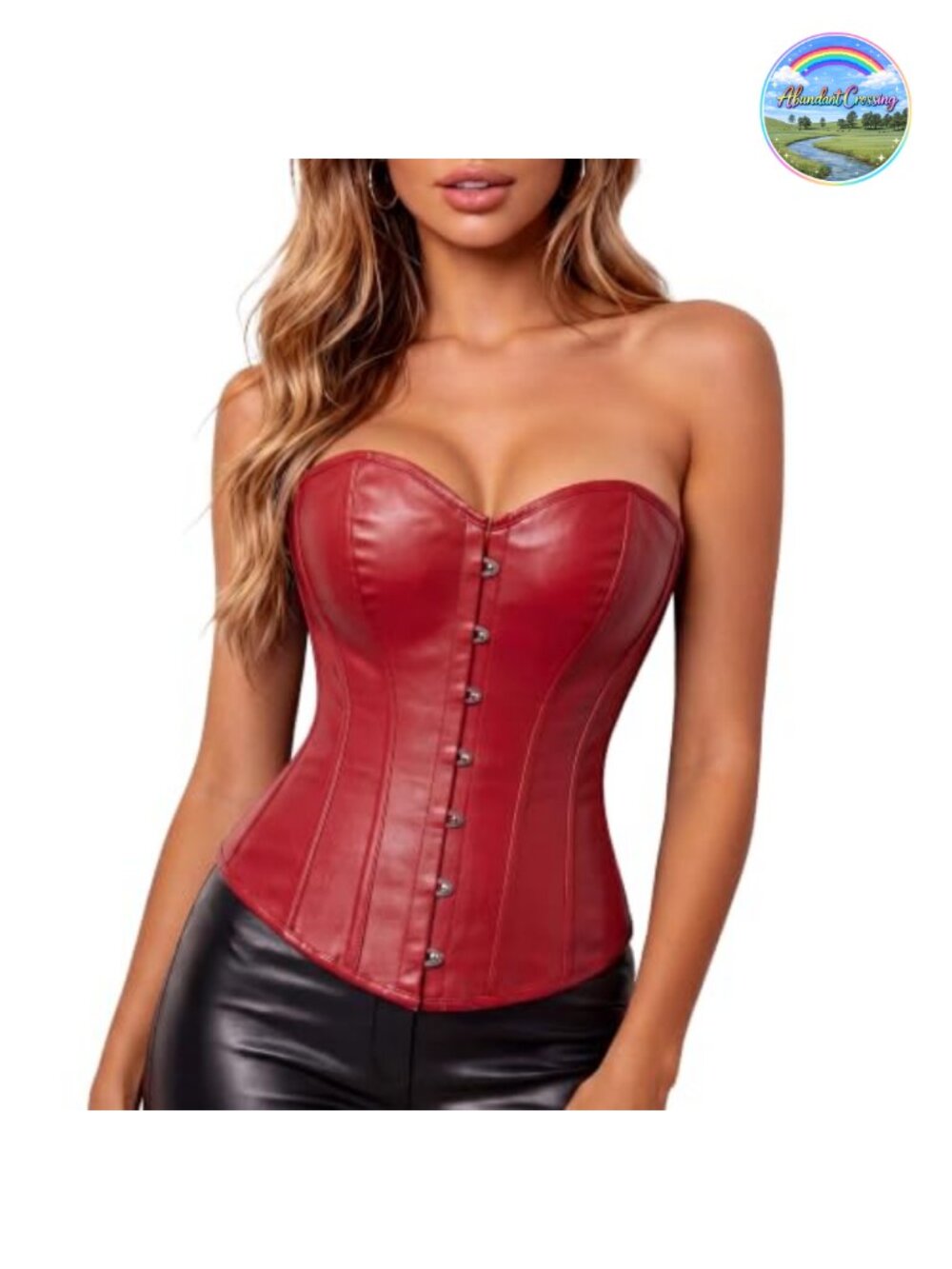 Faux Leather Corset Top Steel Busk Lace-Up Back Steampunk Cosplay